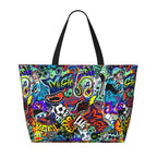 Bolso de playa impermeable con estampado de grafiti - Bolso de viaje de gran capacidad para mujer
