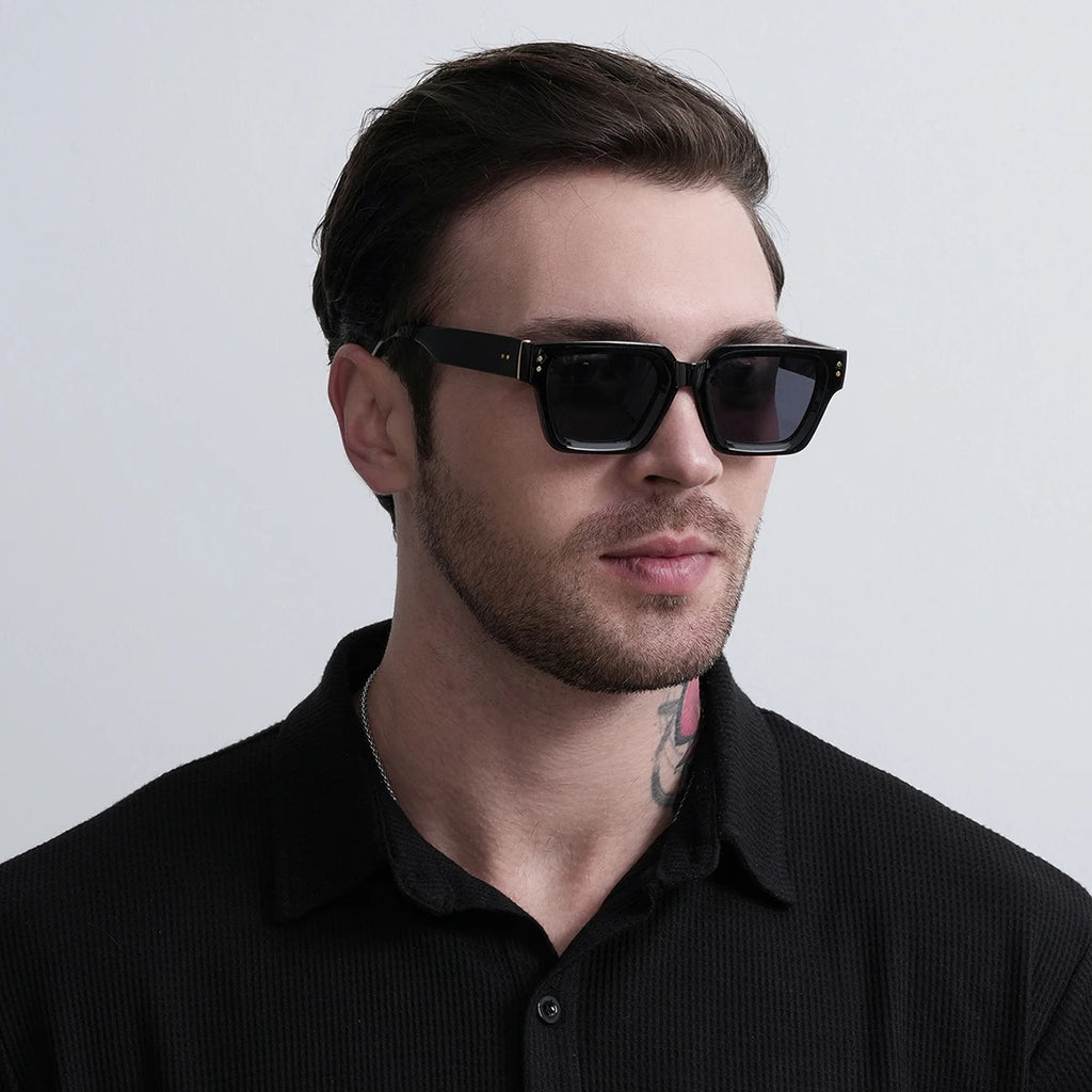 Lunettes de Soleil Carrées Homme Luxury Premium - Design Noir