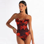 Bikini sexy push-up con estampado de lirios para mujer - Traje de baño con o sin falda de playa