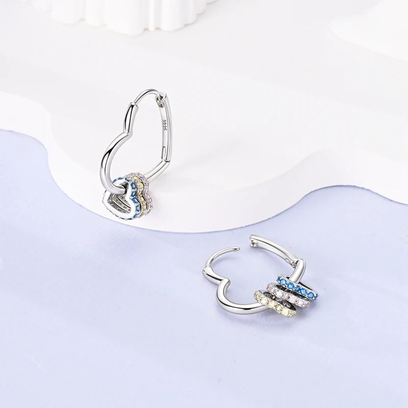 Boucles d'Oreilles Créoles Argent 925 Cristal - Design Élégant Femme