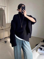 Pull Col Roulé 100% Cachemire Pur Femme — Épais, Loose, Grande Taille S-XXXL