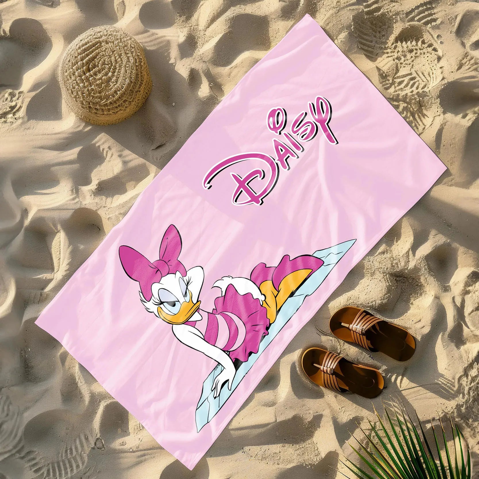 Serviette de Plage Canard Rose Cartoon - Microfibre Absorbante Cadeau Filles Fans