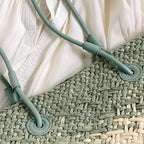 Hand-woven straw beach bag - Large capacity gradient travel bag for women