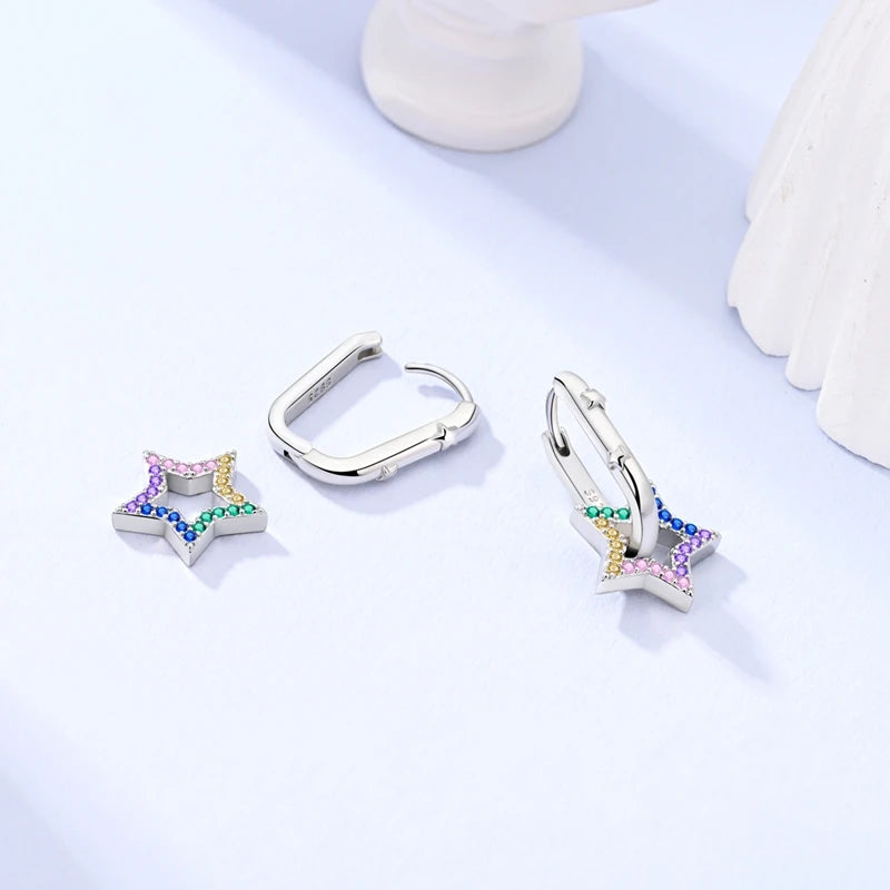 Boucles d'Oreilles Créoles Argent 925 Cristal - Design Élégant Femme