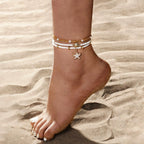 Set of 3 Bohemian Shell Anklets - Foot Jewelry