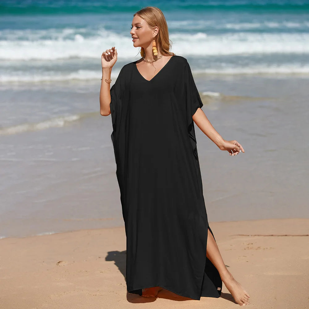 Robe de Plage Longue Cover Up - Paréo Kaftan Maxi Oversize Été