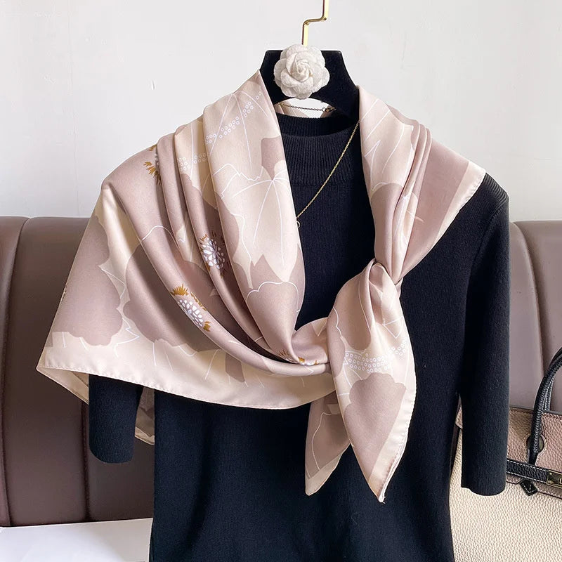 Foulard Carré Soie Twill Designer — Hijab Bandana Luxury FuturaTrend