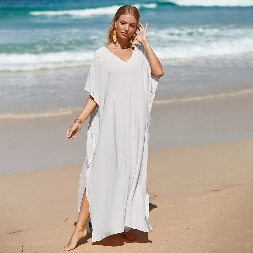 Robe de Plage Longue Cover Up - Paréo Kaftan Maxi Oversize Été