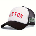 Casquette Baseball Boston Brodée 3D Trucker Cap - Filet Ajustable Unisexe Sport Outdoor