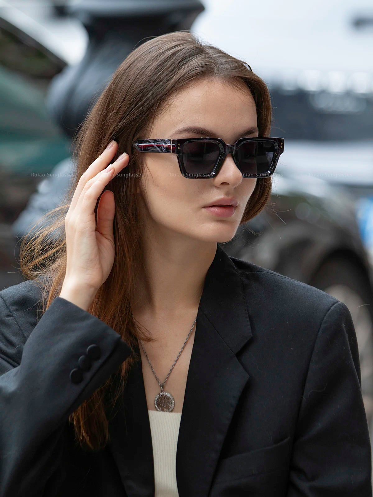 Lunettes de Soleil Carrées Homme Luxury Premium - Design Noir