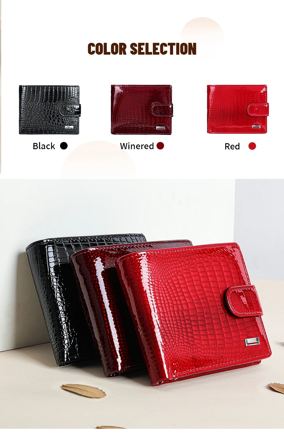 Portefeuille Femme Cuir Verni Compact — Grande Capacité Multifonction FuturaTrend