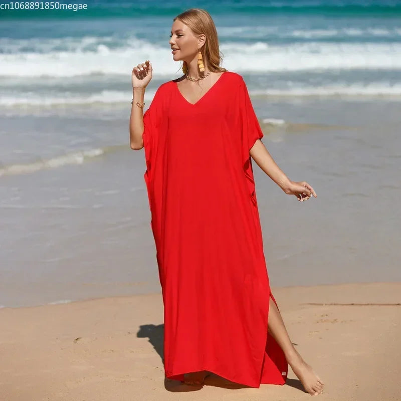 Robe de Plage Longue Cover Up - Paréo Kaftan Maxi Oversize Été