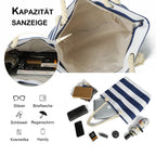 Striped Canvas Tote Beach Bag - Large Capacity Shoulder Shopping Bag for Women