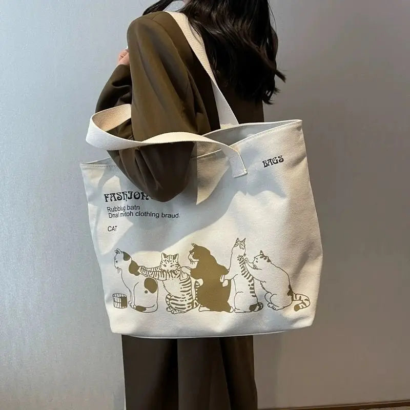 Sac Tote Canvas Femme Fashion - Grande Capacité Fermeture Zip Travail