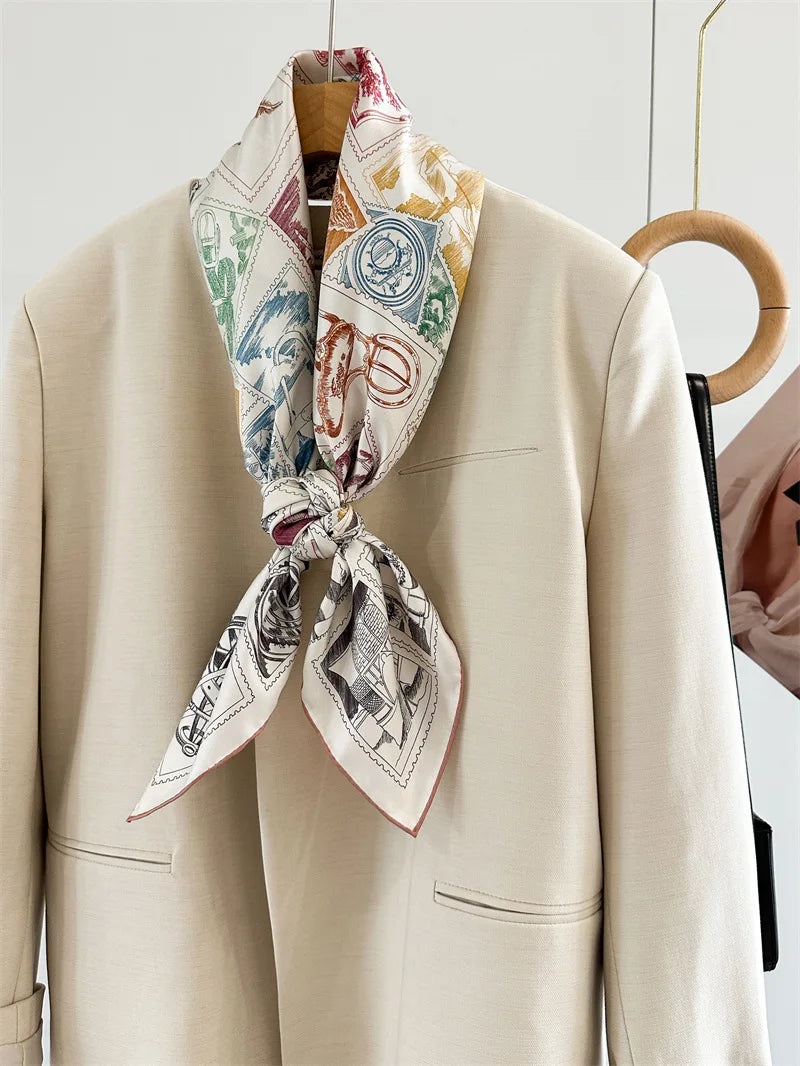 Foulard Carré Soie 100% Grand Format 88cm — Châle Écharpe Luxury Femme