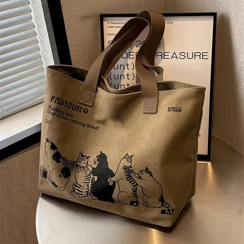 Sac Tote Canvas Femme Fashion - Grande Capacité Fermeture Zip Travail