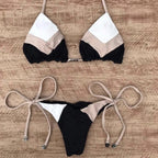 Bikini Sexy Multicolore Push-Up Femme - Maillot de Bain Côtelé Brésilien Deux Pièces