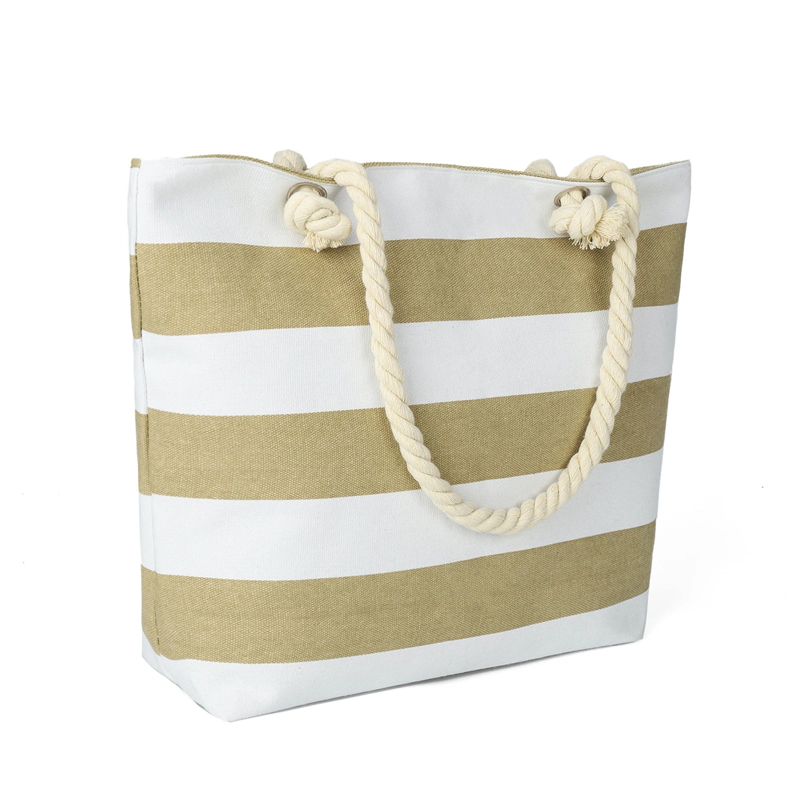 Sac de Plage Tote Canvas Rayé - Grande Capacité Épaule Shopping Femme