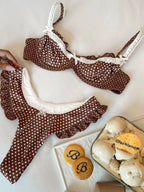 Bikini Volants Taille Basse - Maillot de Bain Push-Up Élégant