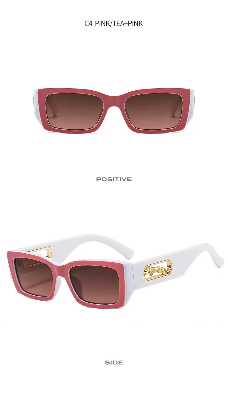 Lunettes de Soleil Rectangulaires Petites Unisexe — Vintage UV400 Travel