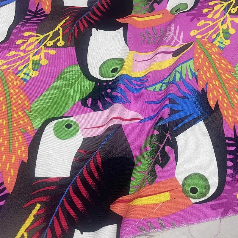 Tissu Coton Été Imprimé Floral Oiseau - Matériau Robe Plage Resort Femme 145cm