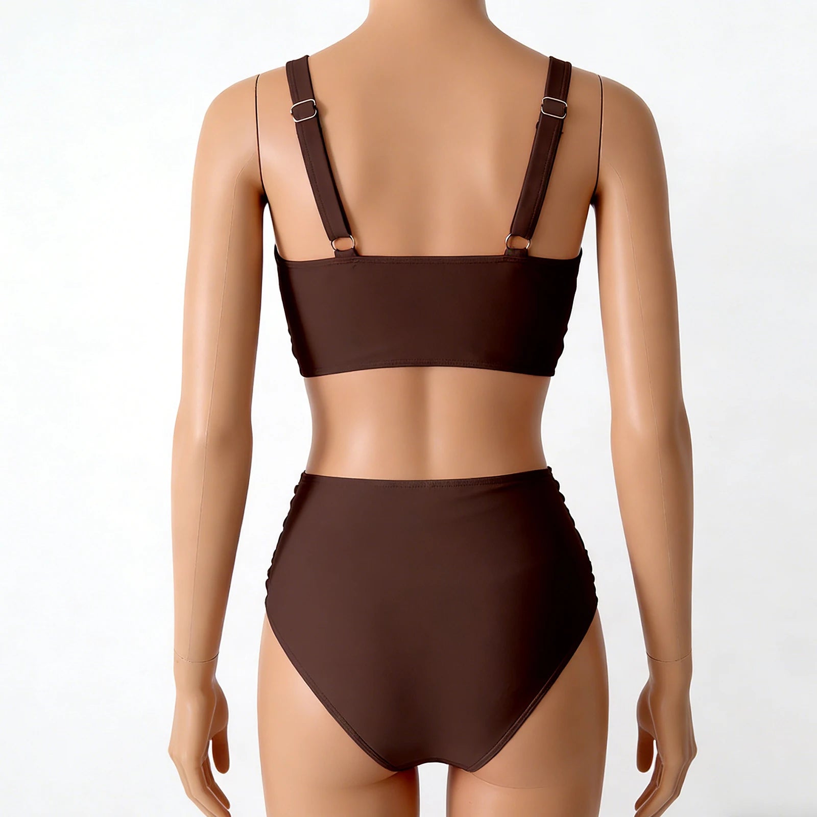 Bikini Femme Taille Haute Sexy Twist Front Froncé - Maillot de Bain Deux Pièces Amincissant Plage