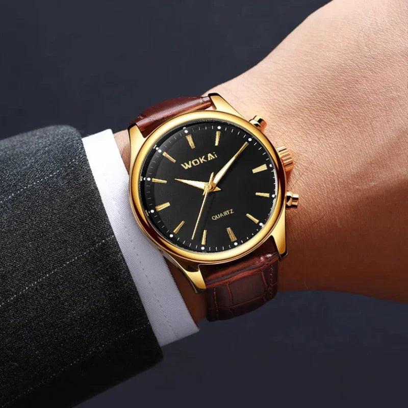 Montre Homme Quartz Cuir Chronographe — Fashion Sport Élégant