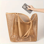 Bolso de Playa Tote de Poliéster Tejido para Mujer — Gran Capacidad Viaje FuturaTrend