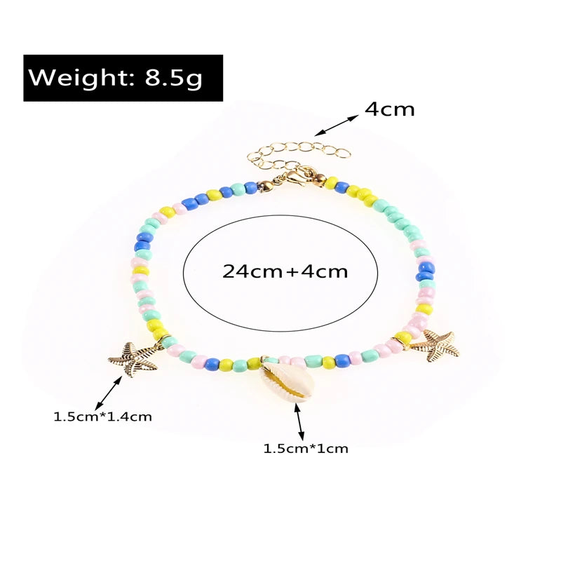 Bracelet de Cheville Bohème Perlé - Bijou de Pied Brodé