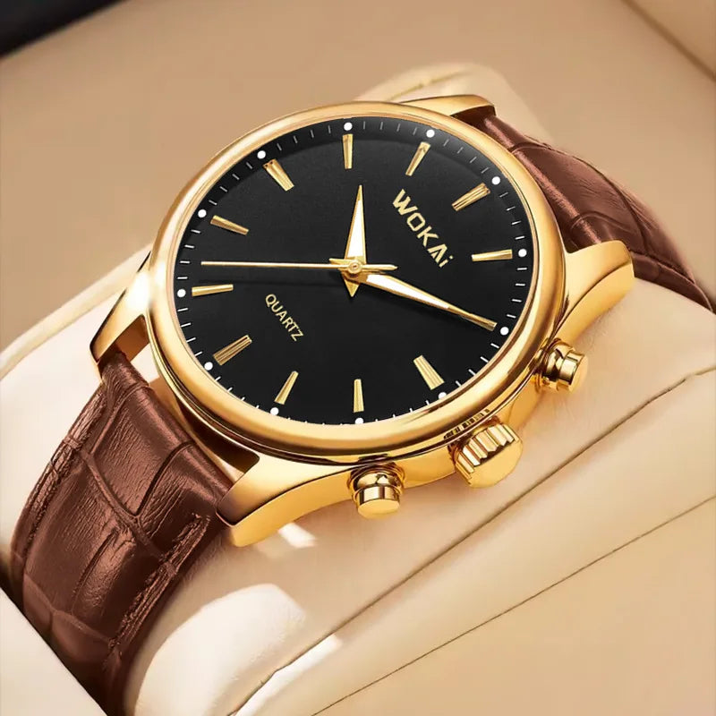 Montre Homme Quartz Cuir Chronographe — Fashion Sport Élégant
