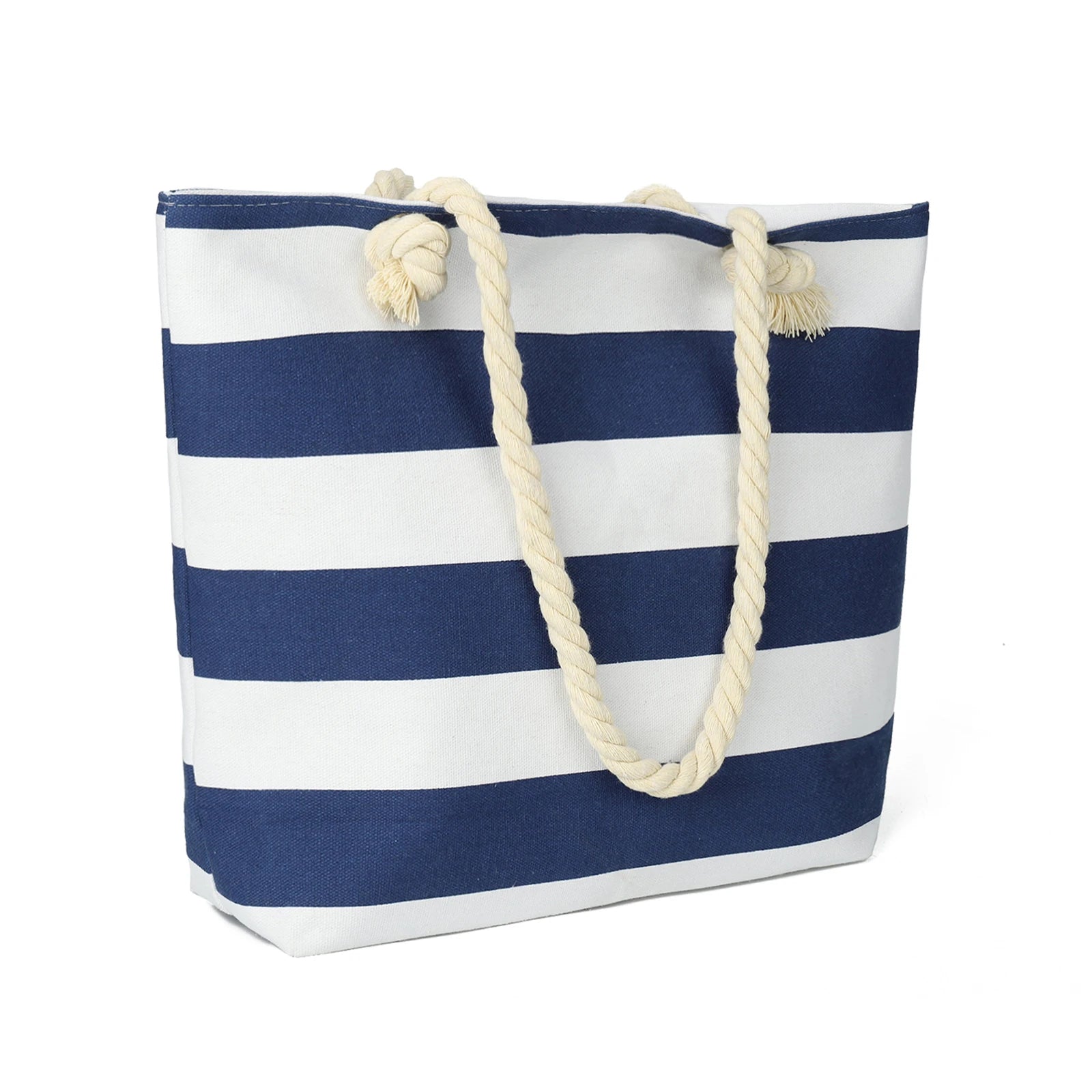 Sac de Plage Tote Canvas Rayé - Grande Capacité Épaule Shopping Femme