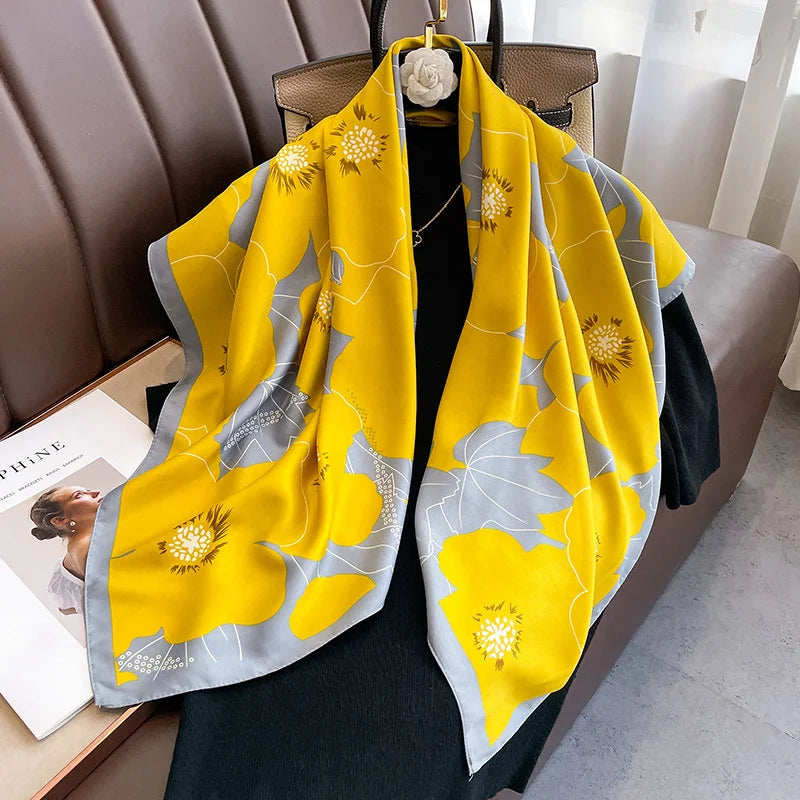 Foulard Carré Soie Twill Designer — Hijab Bandana Luxury FuturaTrend