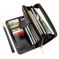 Glossy Waxed Leather Wallet — Long Clutch with FuturaTrend Wrist Strap