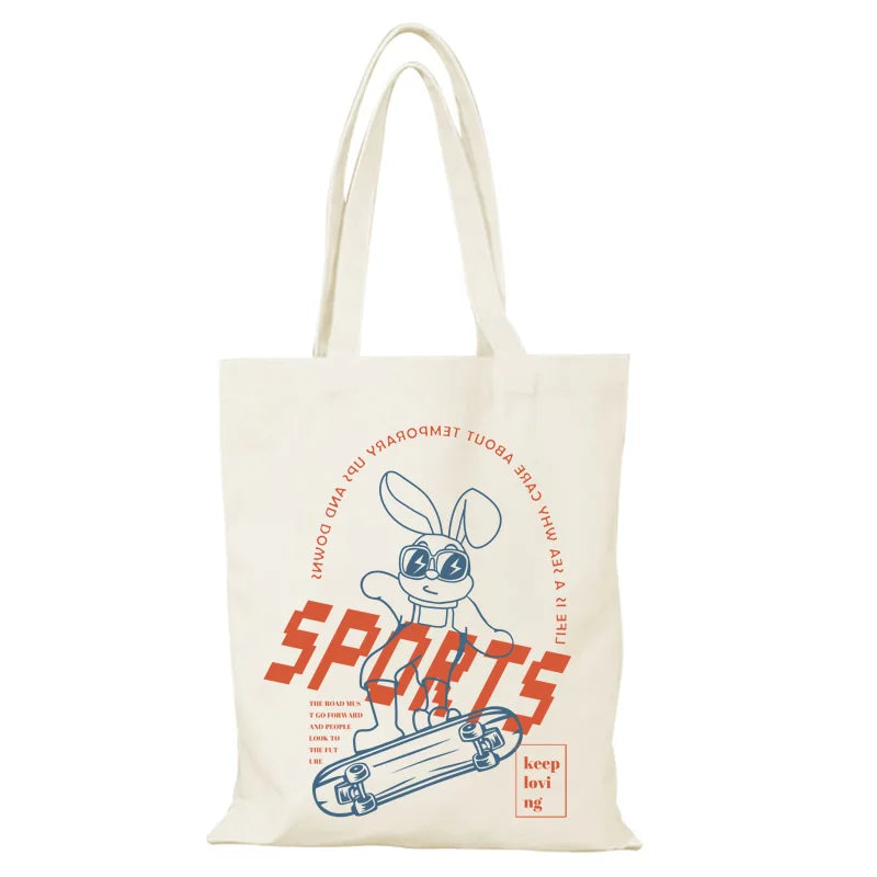 Sac Tote Canvas Mixte Motifs Animaux Mignons - Écologique Shopping Plage Épaule