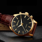 Montre Homme Quartz Cuir Chronographe — Fashion Sport Élégant