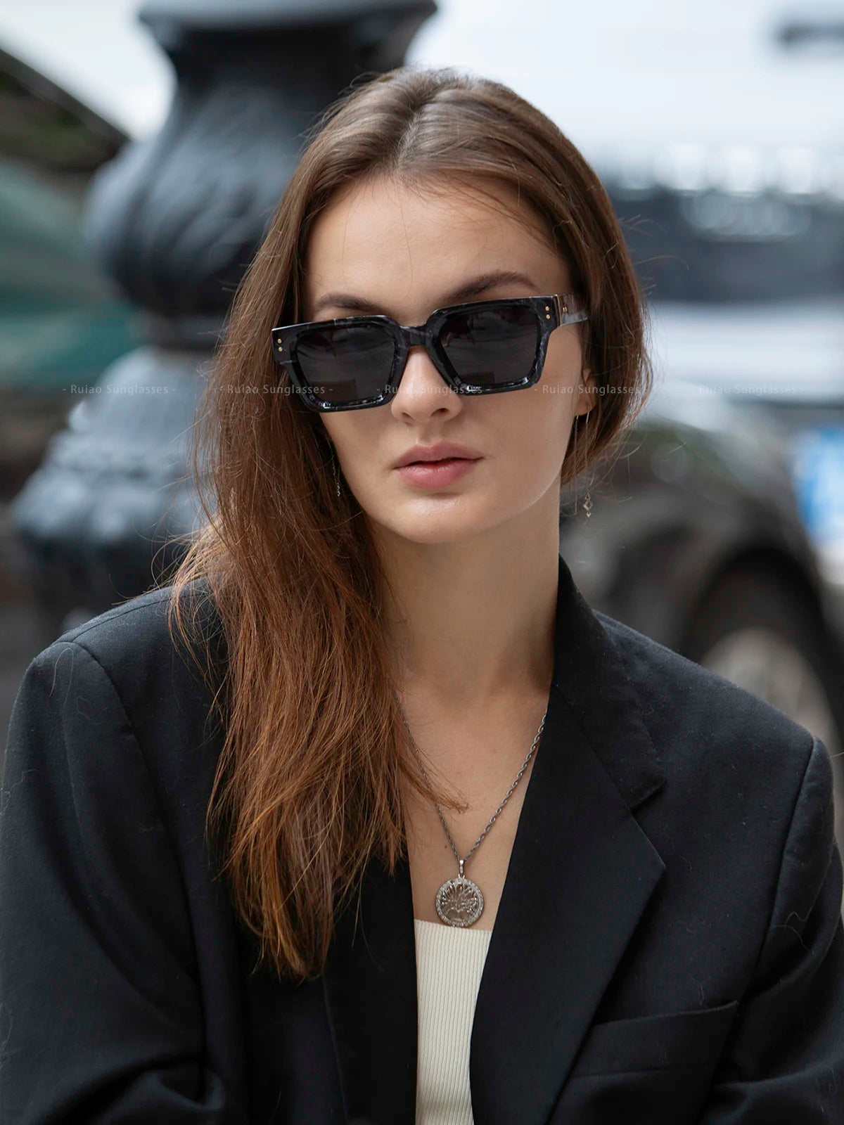 Lunettes de Soleil Carrées Homme Luxury Premium - Design Noir