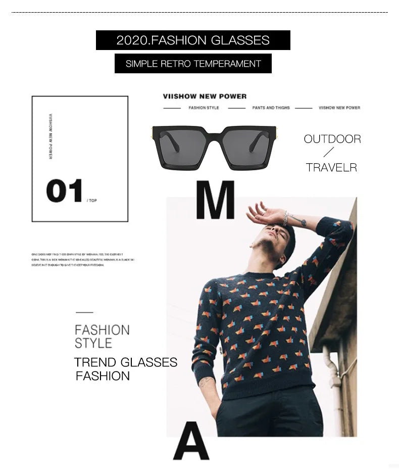 Lunettes de Soleil Carrées Homme Luxury - Design Rétro UV400