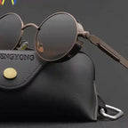Lunettes de Soleil Steampunk Rétro Gothique — Design Rond Vintage Unisexe UV400