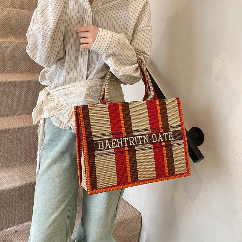 Sac de Plage Boho Fashion Grande Capacité - Tote Canvas Designer Été 2025