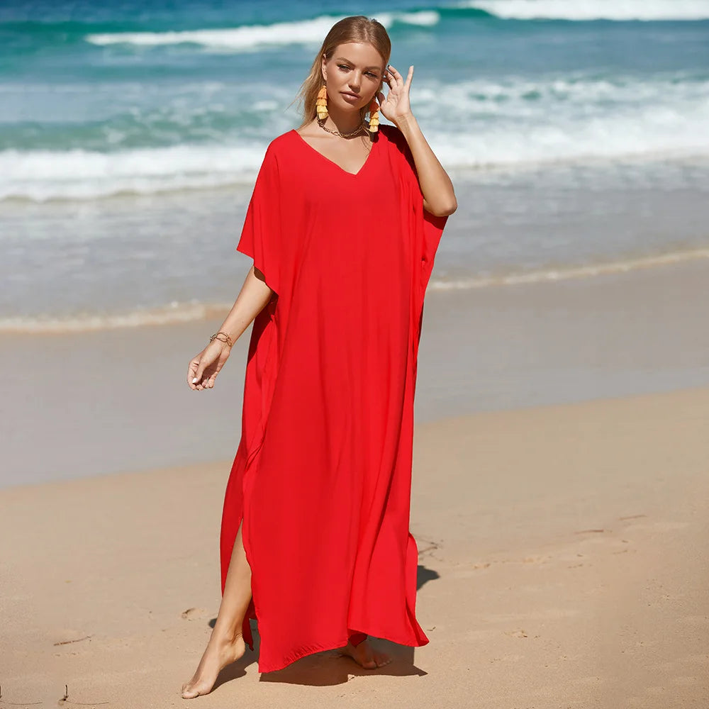 Robe de Plage Longue Cover Up - Paréo Kaftan Maxi Oversize Été