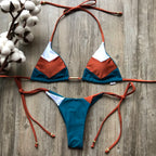 Bikini Sexy Multicolore Push-Up Femme - Maillot de Bain Côtelé Brésilien Deux Pièces