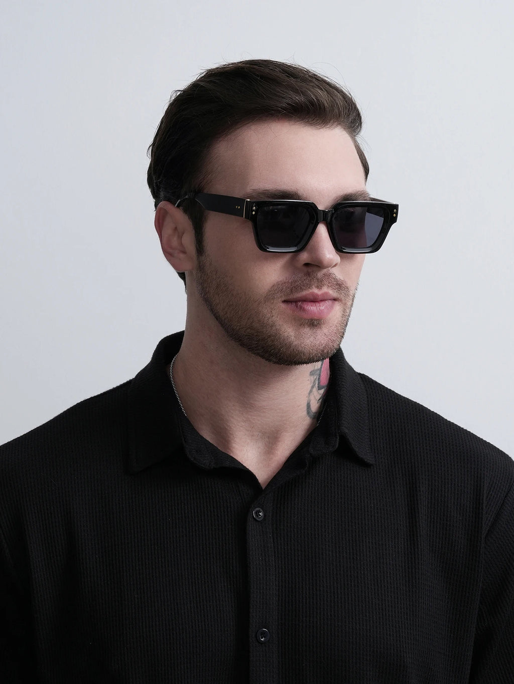 Lunettes de Soleil Carrées Homme Luxury Premium - Design Noir