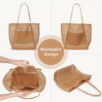 Bolso de Playa Tote de Poliéster Tejido para Mujer — Gran Capacidad Viaje FuturaTrend