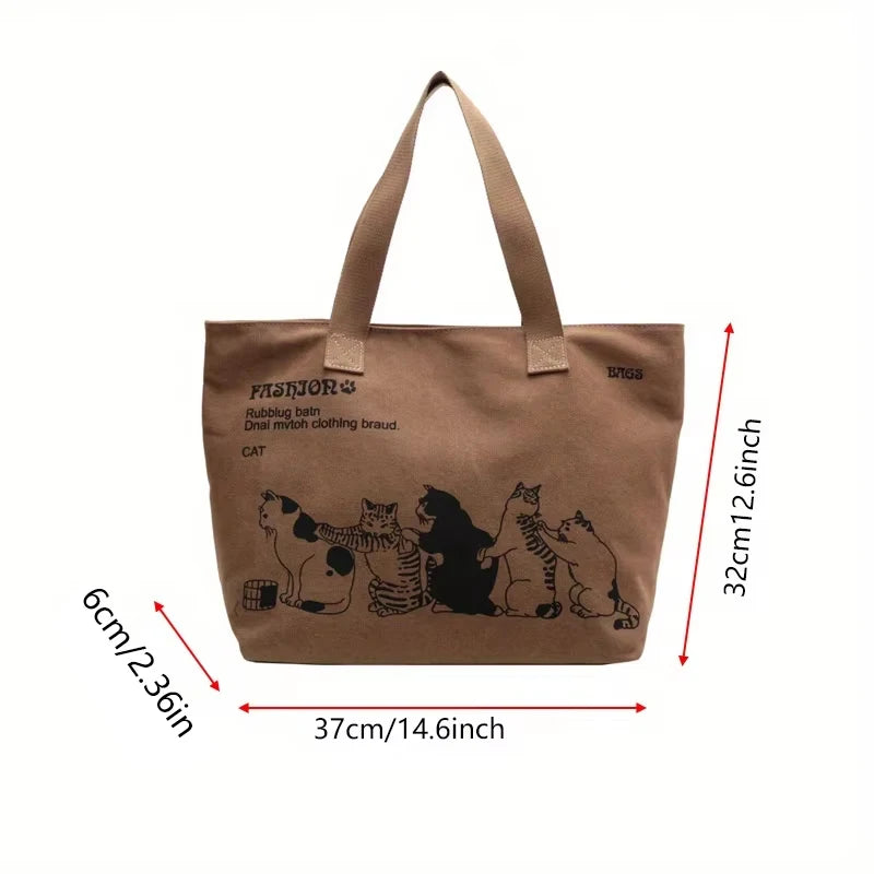 Sac Tote Canvas Femme Fashion - Grande Capacité Fermeture Zip Travail