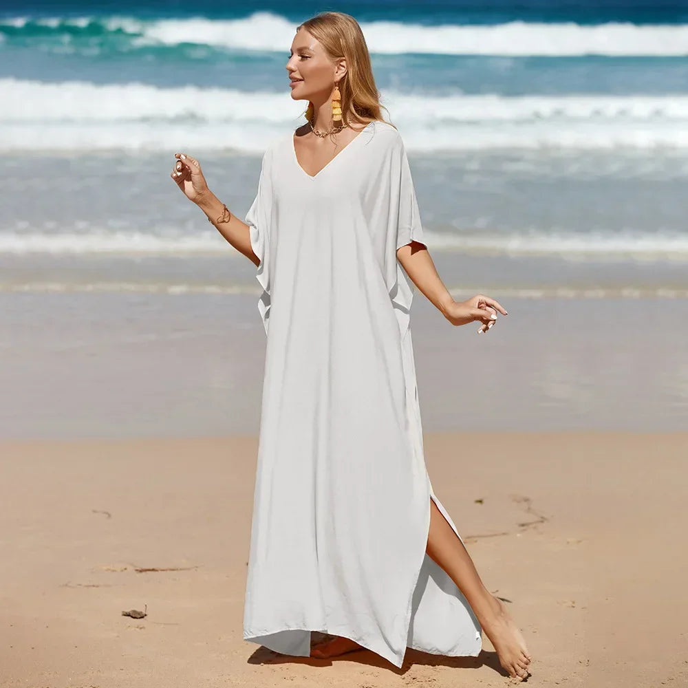 Robe de Plage Longue Cover Up - Paréo Kaftan Maxi Oversize Été