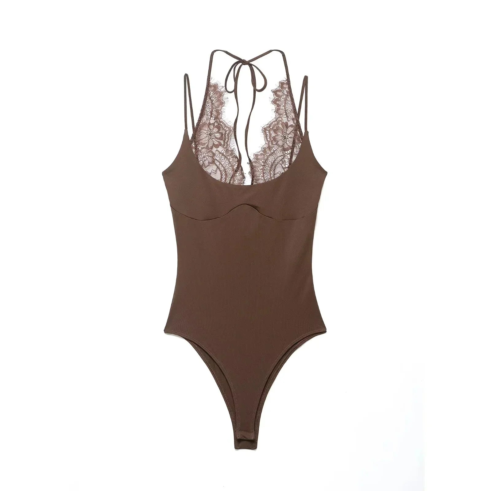 Body Halter de Encaje Floral para Mujer con Espalda Descubierta – Corte Estructurado y Elegante | XS S M L