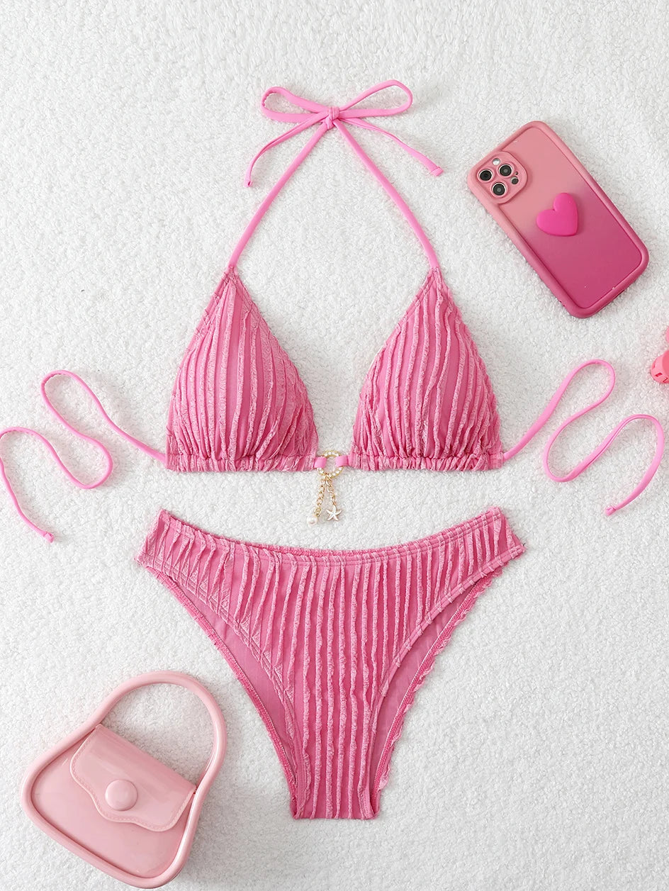 Bikini Femme 2026 Sexy à Volants - Maillot de Bain Deux Pièces Taille Basse Été Plage