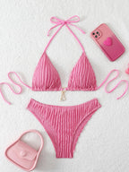 Bikini sexy con volantes para mujer 2026 - Traje de baño de dos piezas de tiro bajo para la playa de verano