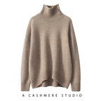 Jersey de cuello alto de cachemira gruesa para mujer — Holgado, Cálido, Tallas grandes S-XXXL
