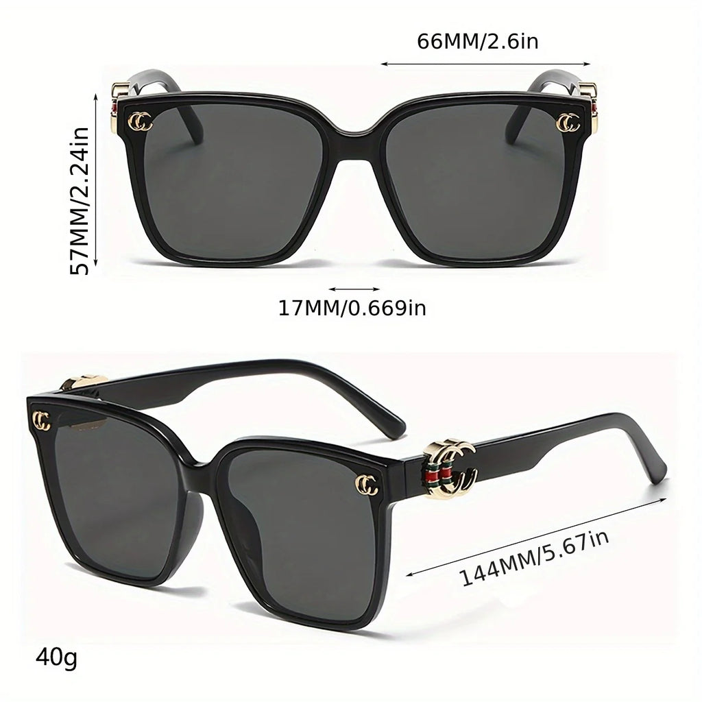 Gafas de Sol Mujer Logo Dorado Oversize — Diseño Lujo UV400
